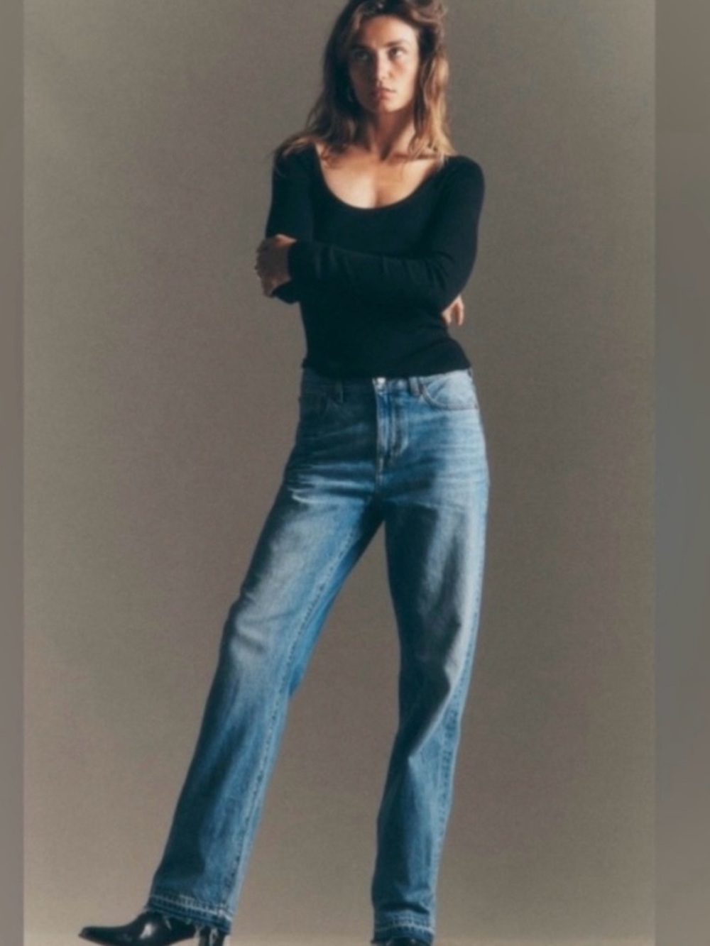 Madewell The Rail Straight Jean High-Rise raw hem blue, size 33 plus logo preppy